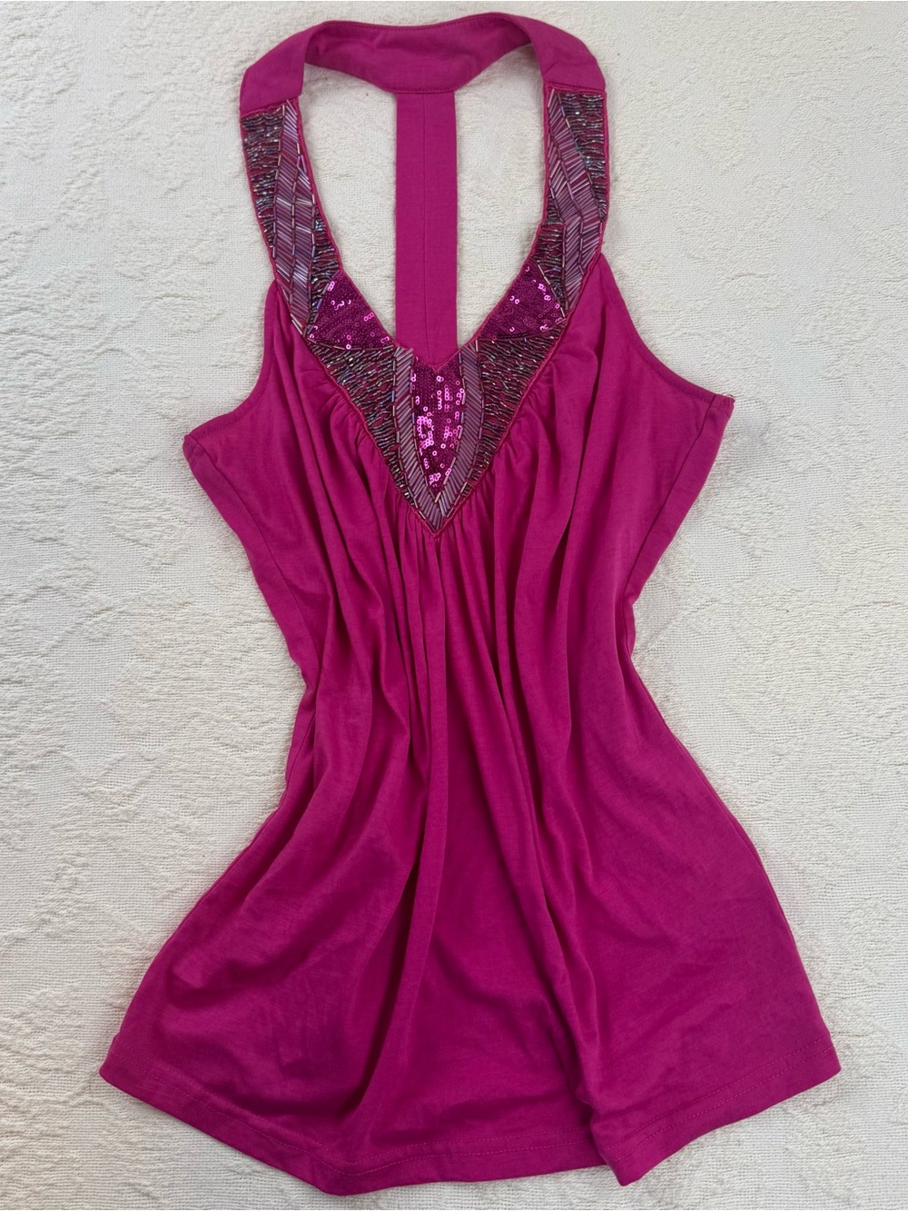 Vintage Y2K Charlotte Russe Pink Beaded Top -Medium